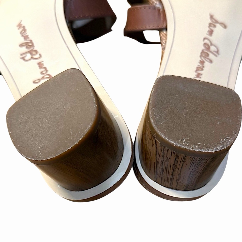Sam Edelman Illie Bourbon Lea Block Heel Sandals Brown Leather Slide Size 6 M - Picture 5 of 10